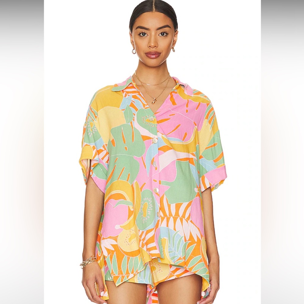 Mumu Parker Button Down in Tropical Fruit